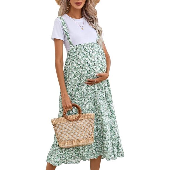 Fashion Dresses & Skirts - Floral Lightweight Maternity Skirt with Removable Straps Size Medium